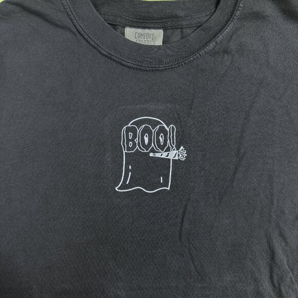 Inner Thoughts Ghost Party "Boo!" Charcoal Grey Tee Shirt - Picture 3 of 6
